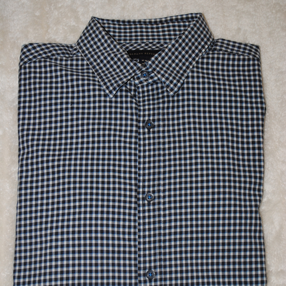 Banana Republic taupe-blue button down